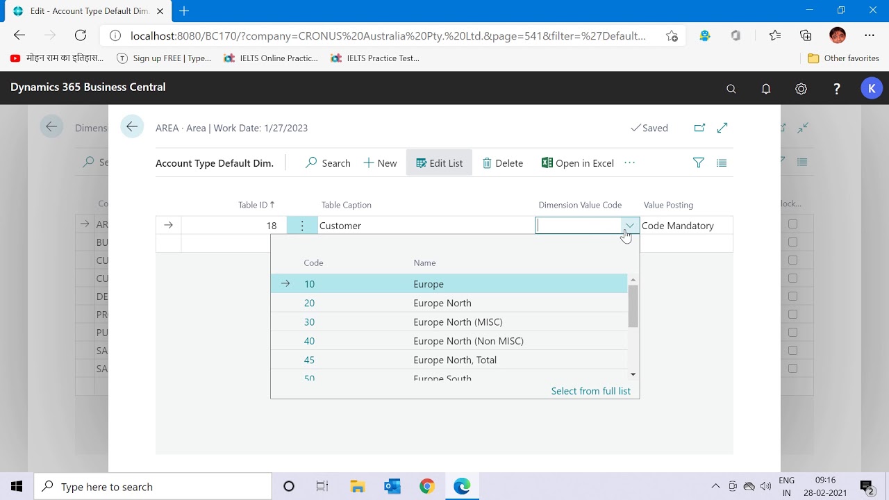 Working with Dimensions in Dynamics 365 Business Central - Part 3 | Account Type Default Dimension