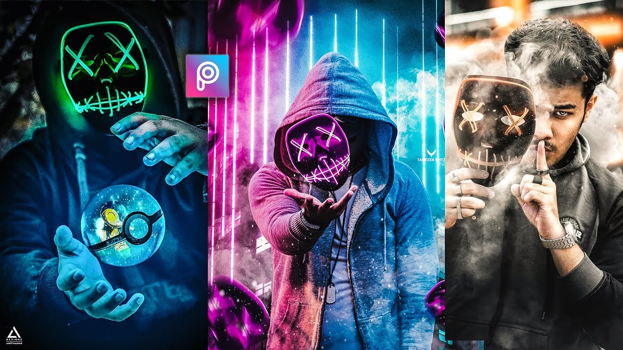 PicsArt 3D Fly Neon Hacker Mask Photo Editing Tutorial in picsart Step by Step in Hindi - Viral edit