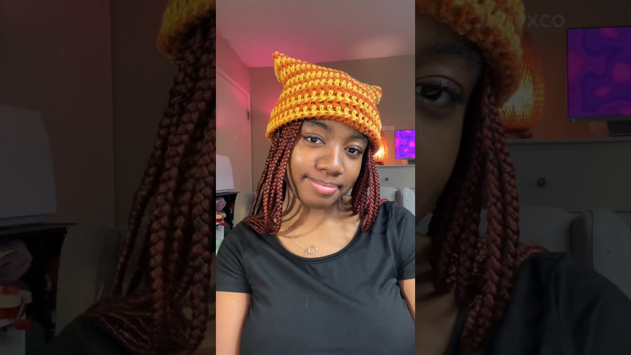 Crochet Cat Beanie Mini Tutorial #crochetbeanie #catbeanie #crochettutorial #catears