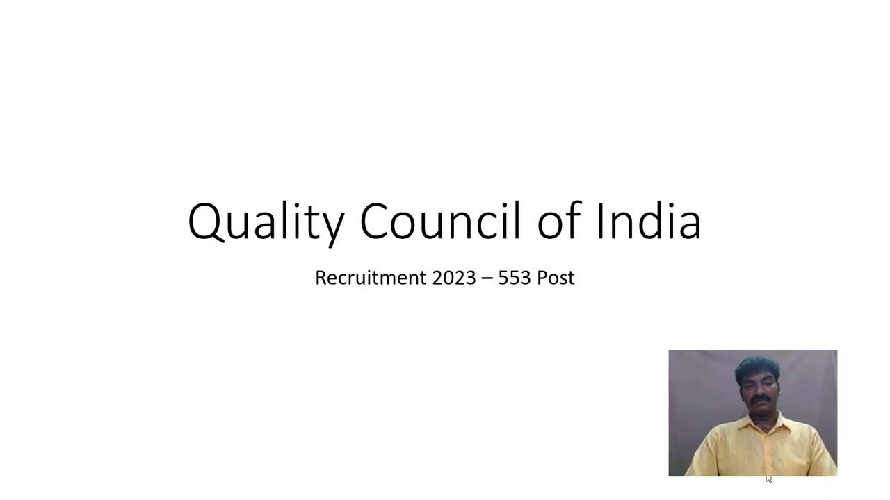 Quality Council of India Recruitment  - English