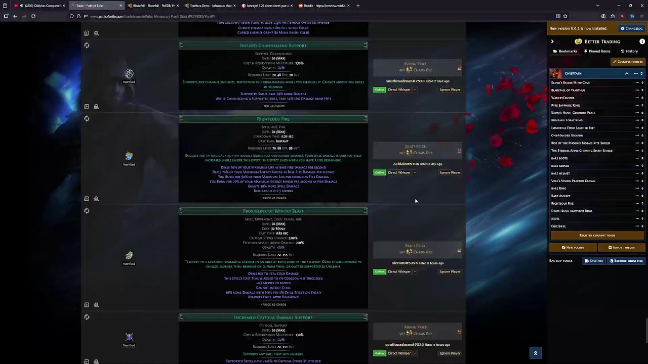 Workshopping Upgrades for Cast on Crit Chieftain