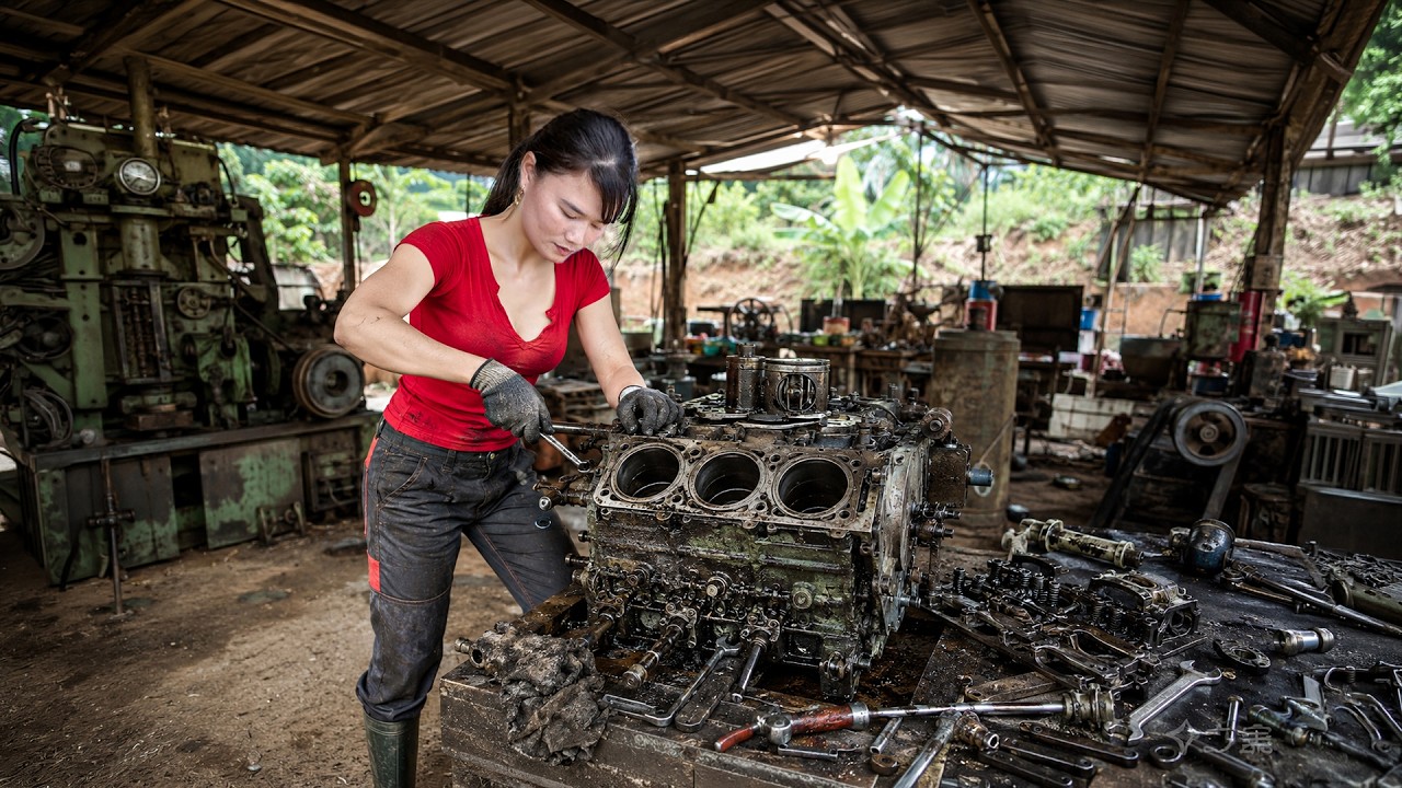 Masterful Engine Rebuild | Blacksmith Girl Restores A Broken 3-Cylinder Engine
