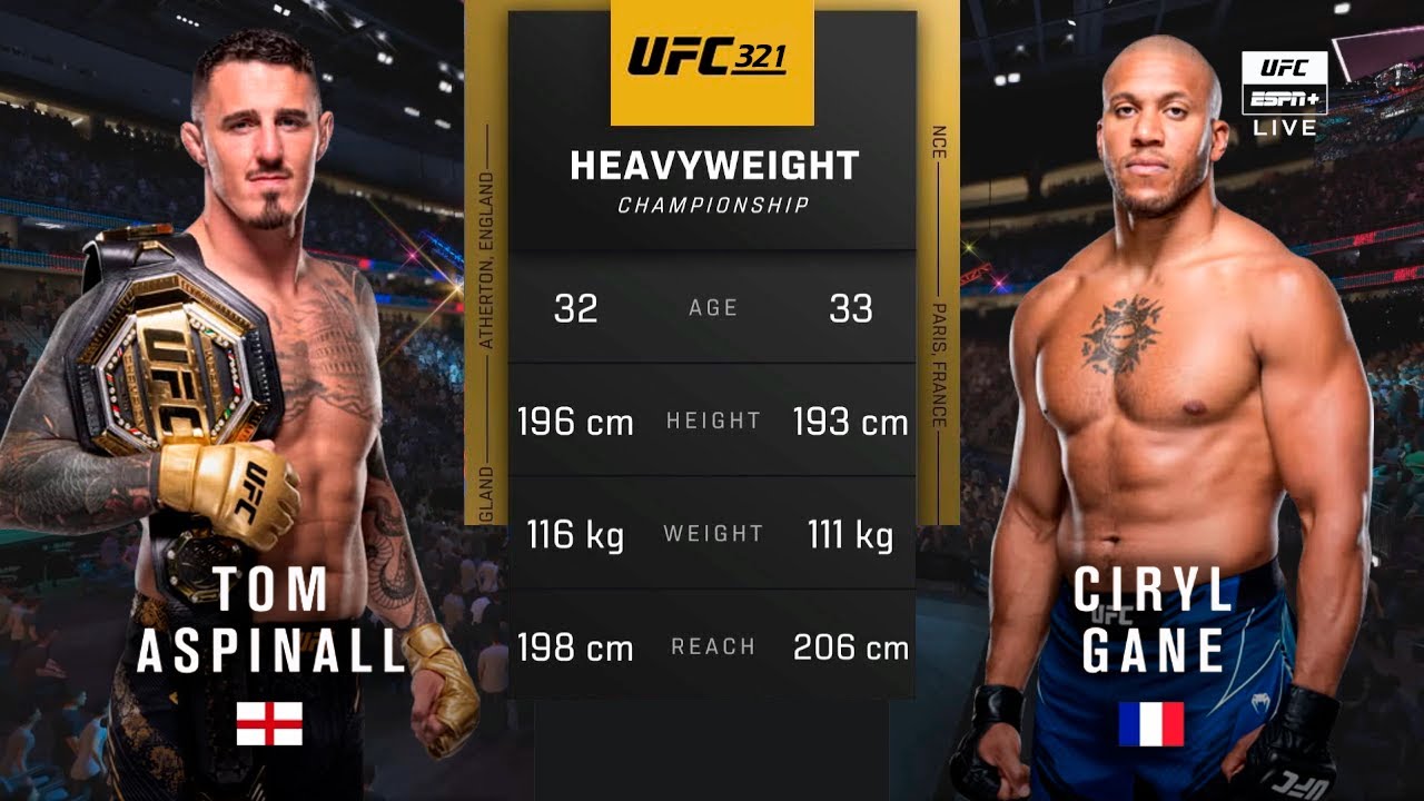 🔴 UFC 321: Том Аспинелл vs Сирил Гейн | Полный бой и лучшие моменты | Бой за титул чемпиона в...