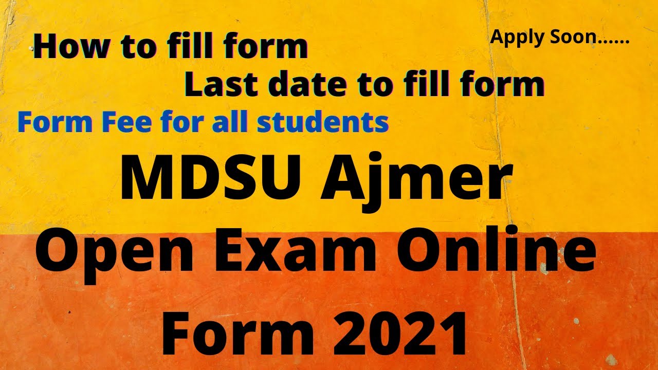How to fill MDSU exam form 2021 BA form/MA/Bcom/Bed/Bped/Msc exam form 2021 form kaise bhare
