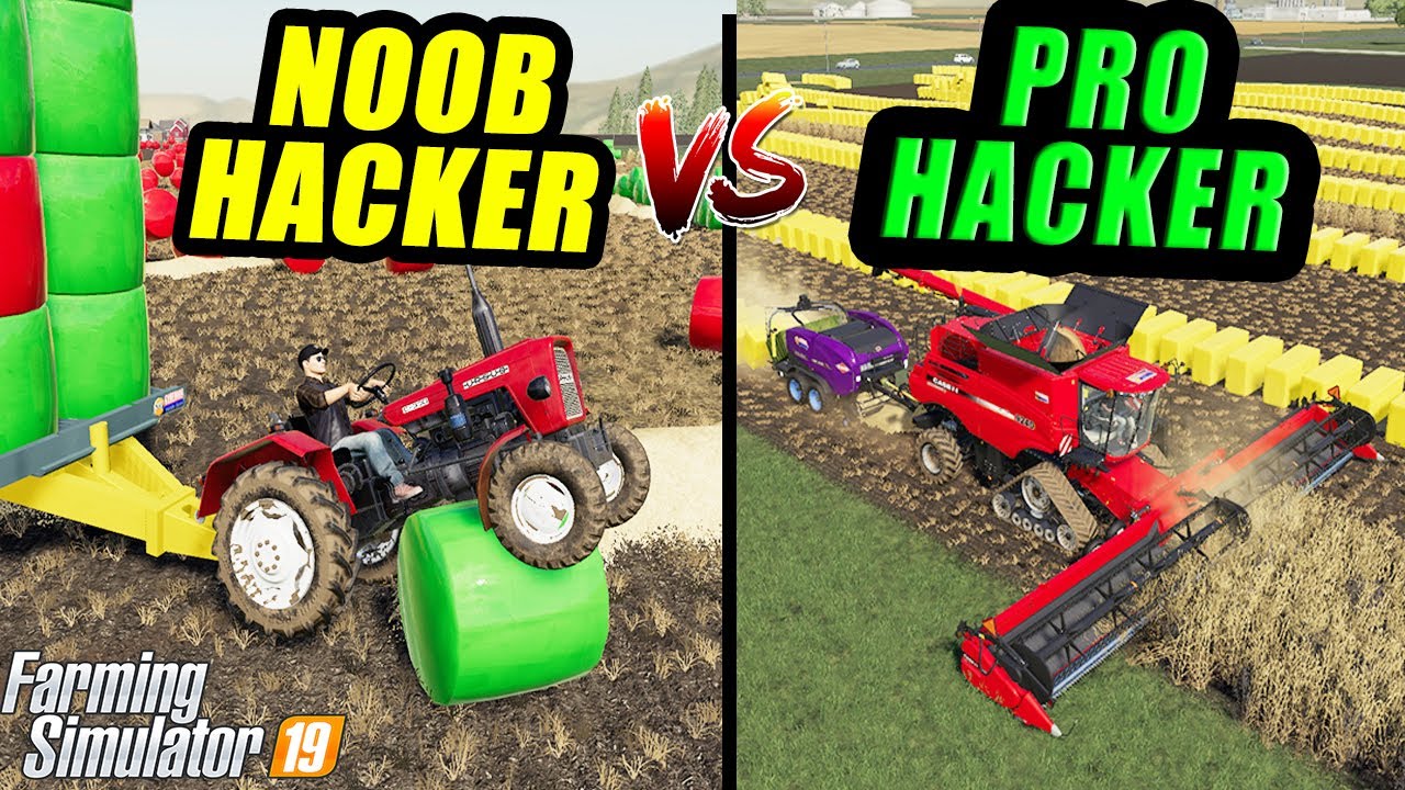 NOOB HACKER vs PRO HACKER; Very Very Silage Bale... Hacker Comparison ! Farming Simulator 19