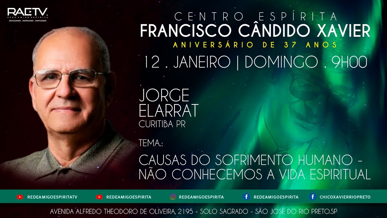 JORGE ELARRAT - Palestra CAUSAS DO SOFRIMENTO HUMANO - NÃO CONHECEMOS A VIDA ESPIRITUAL