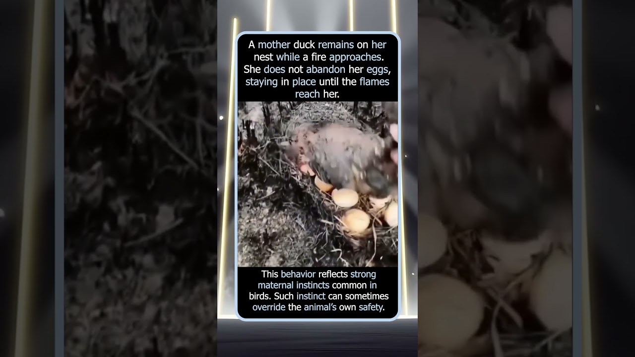 A Mother Duck Stays With Her Eggs in a Fire