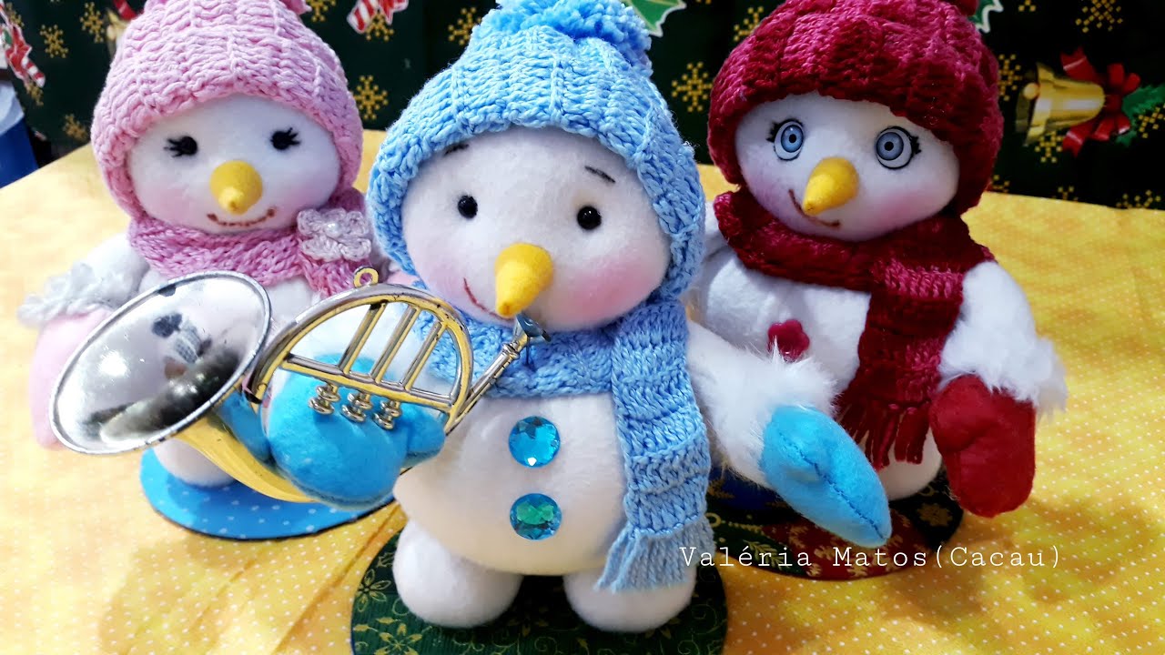 Boneco de Neve de Fuxico - Decoracao de Natal