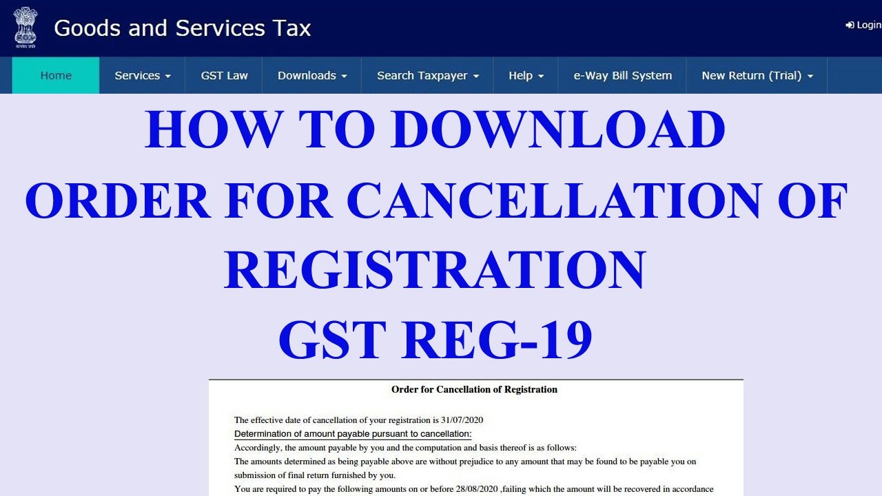 GST REG 19 Download Order for Cancellation of Registration//Tamil