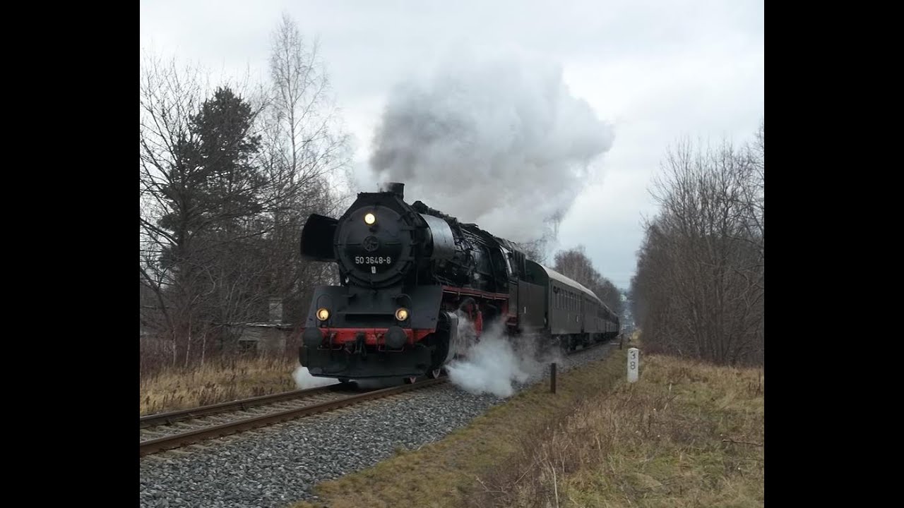 Sonderzug zur Bergparade nach Annaberg / 50 3648-8 Durchfahrt Sch&ouml;nfeld-Wiesa / 23. Dezember 2017