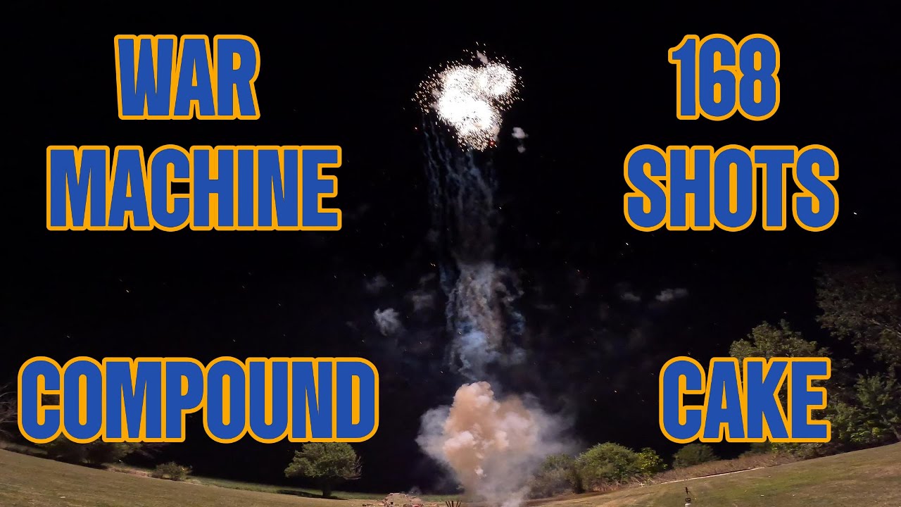 WAR MACHINE 168 SHOT COMPOUND CAKE @RaccoonFireworks  #fireworks #4thofjuly #demo #pyro #pyroaddicts