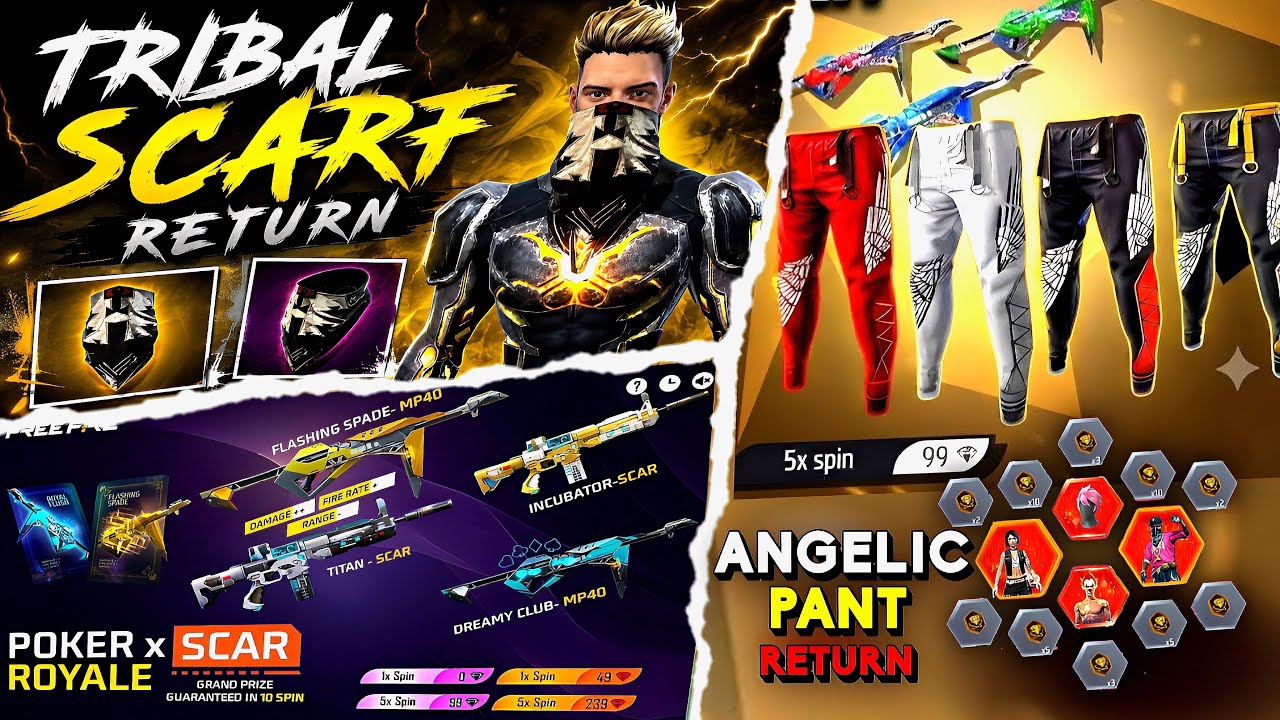 Poker Mp40 Return 🤯💥, Old Scarf Return | Angelic Pant  Return | Free Fire New Event | Ff New Event