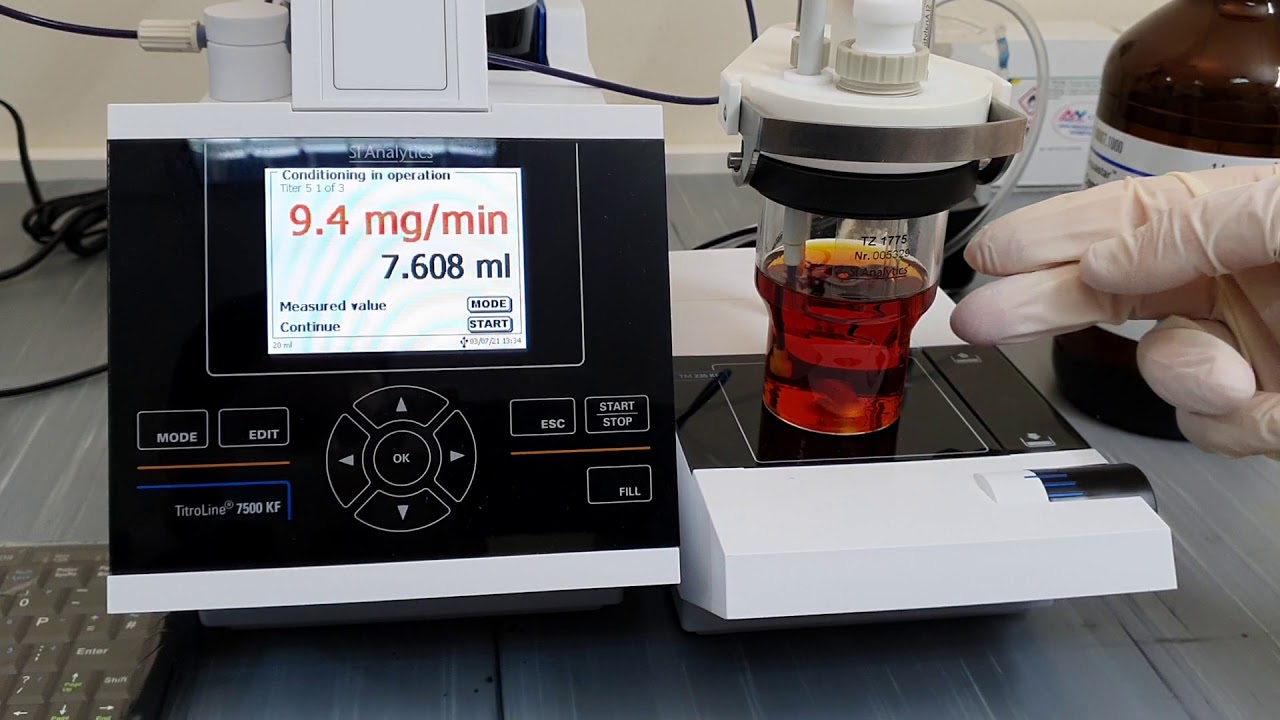 Titroline TL7500 KF Installation 14 - Volumetric Karl Fischer titrator Operation