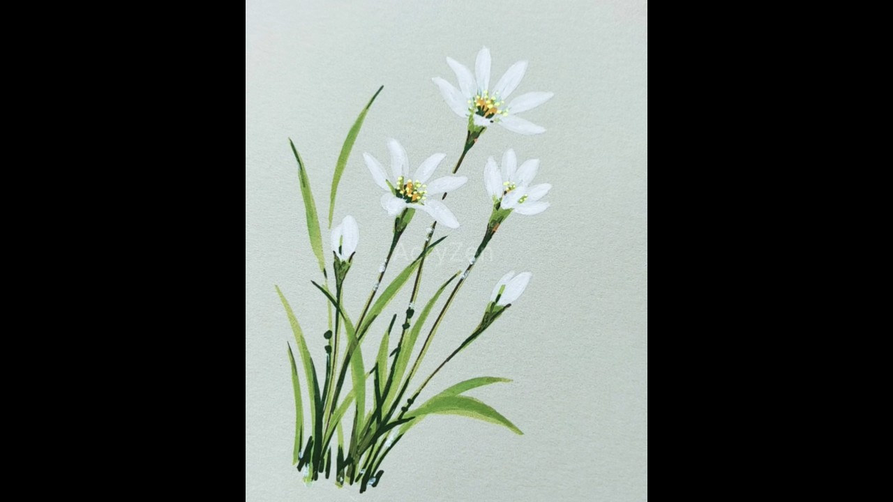 White Star Flowers Botanical Painting #shorts #art