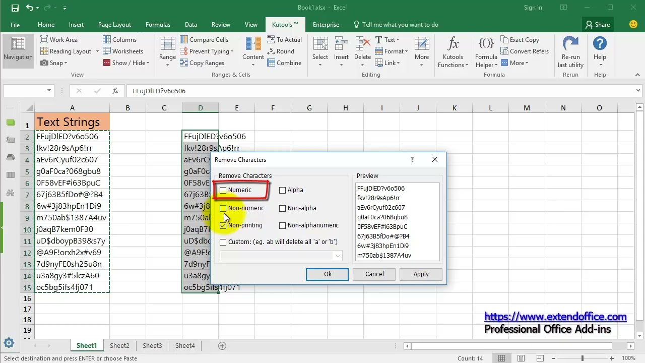 How to remove numbers from text strings in Excel