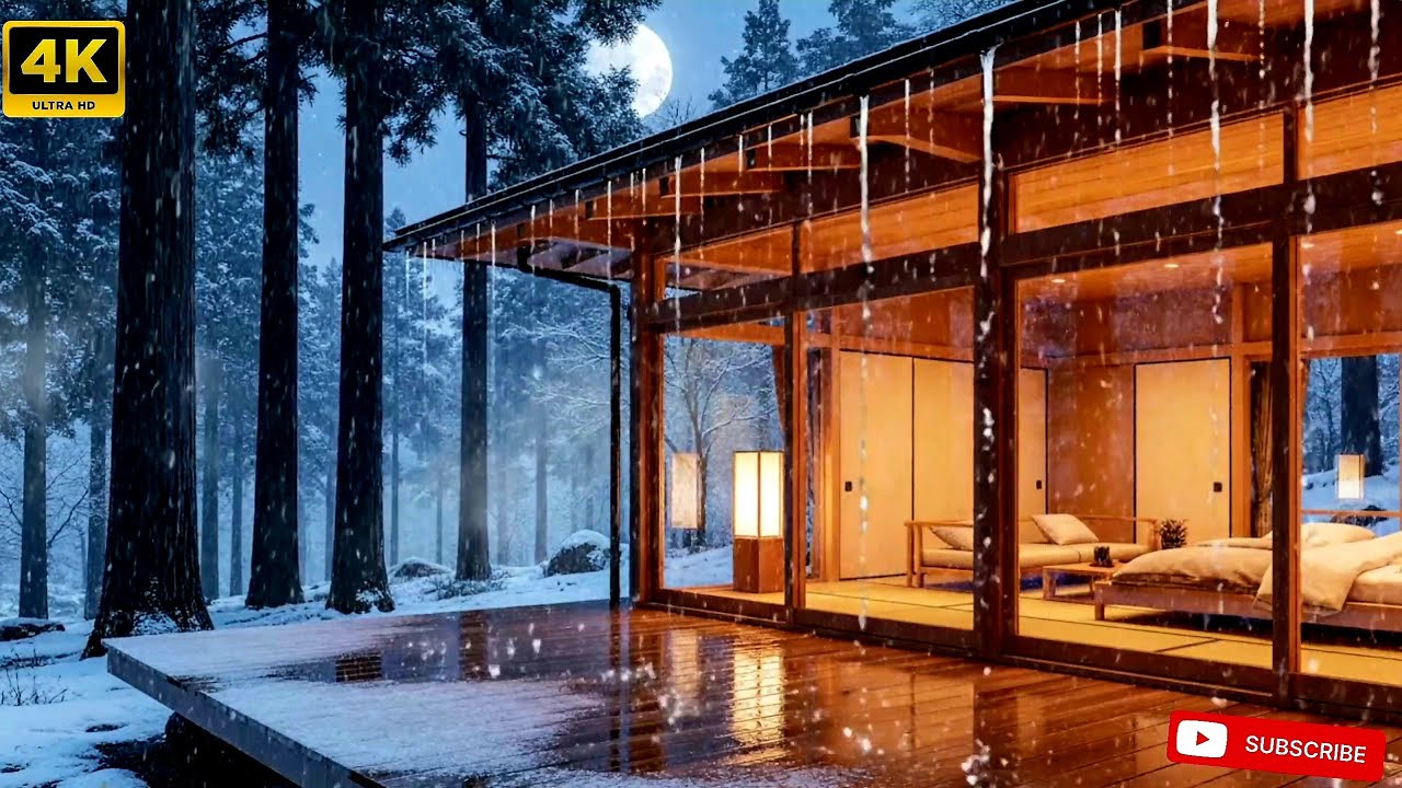 ❄️ Japanese Rain Cabin Ambience ｜Elegant Forest Ambience + Jazz Piano