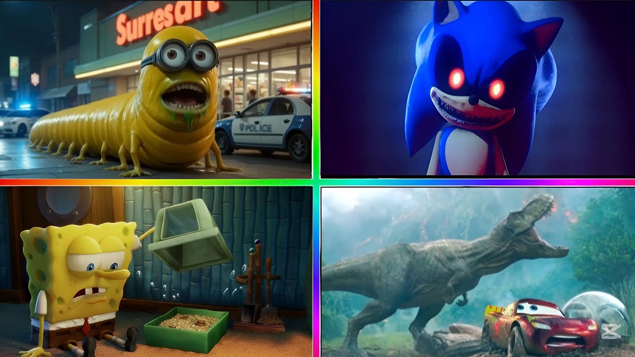 TILES HOP BATTLE SPONGEBOB 2 🆚️ MCQUEEN DINOSAURS 🆚️ MINIONS EXE 🆚️ SONIC EXE TILES HOP EDM RUSH 