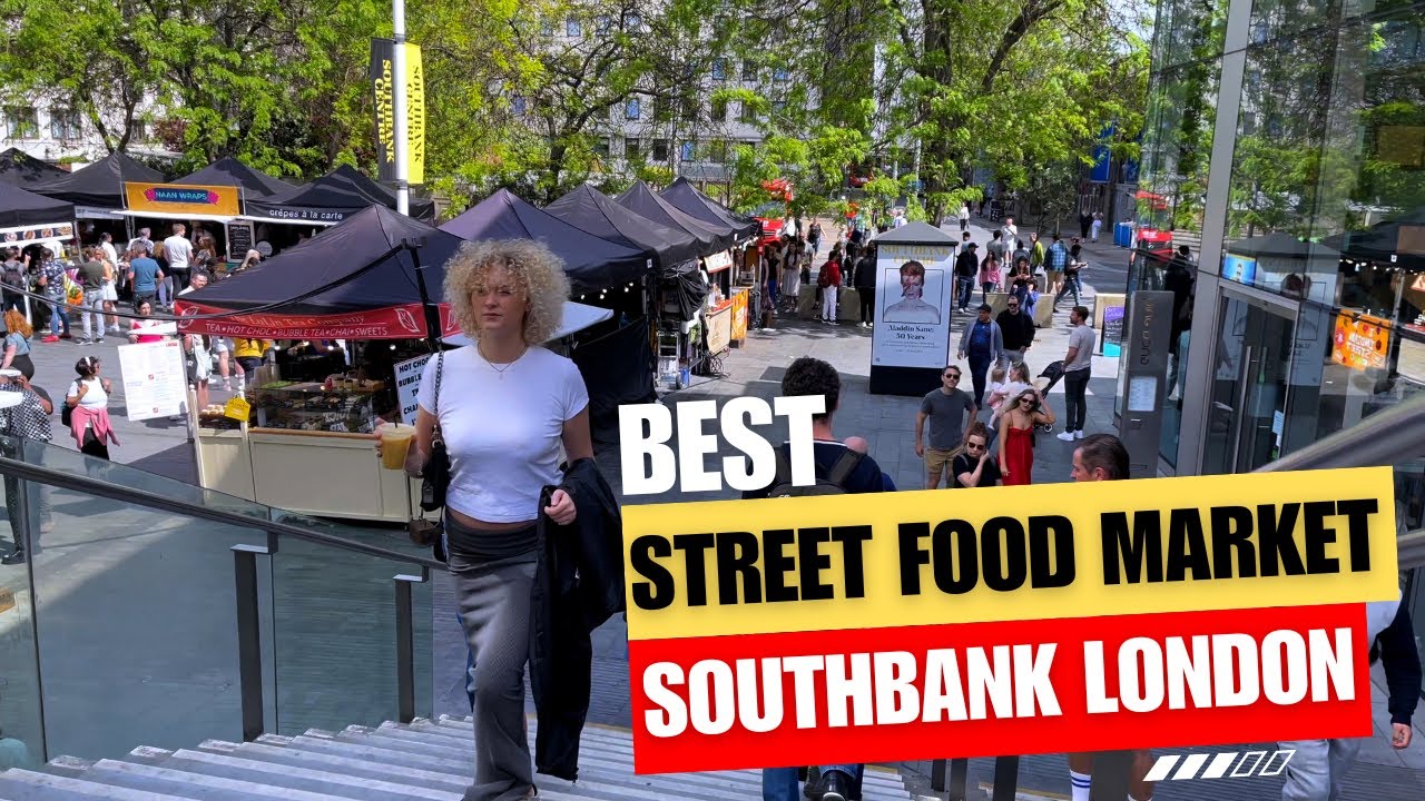 Best Street Food Market at Southbank London | [4K]