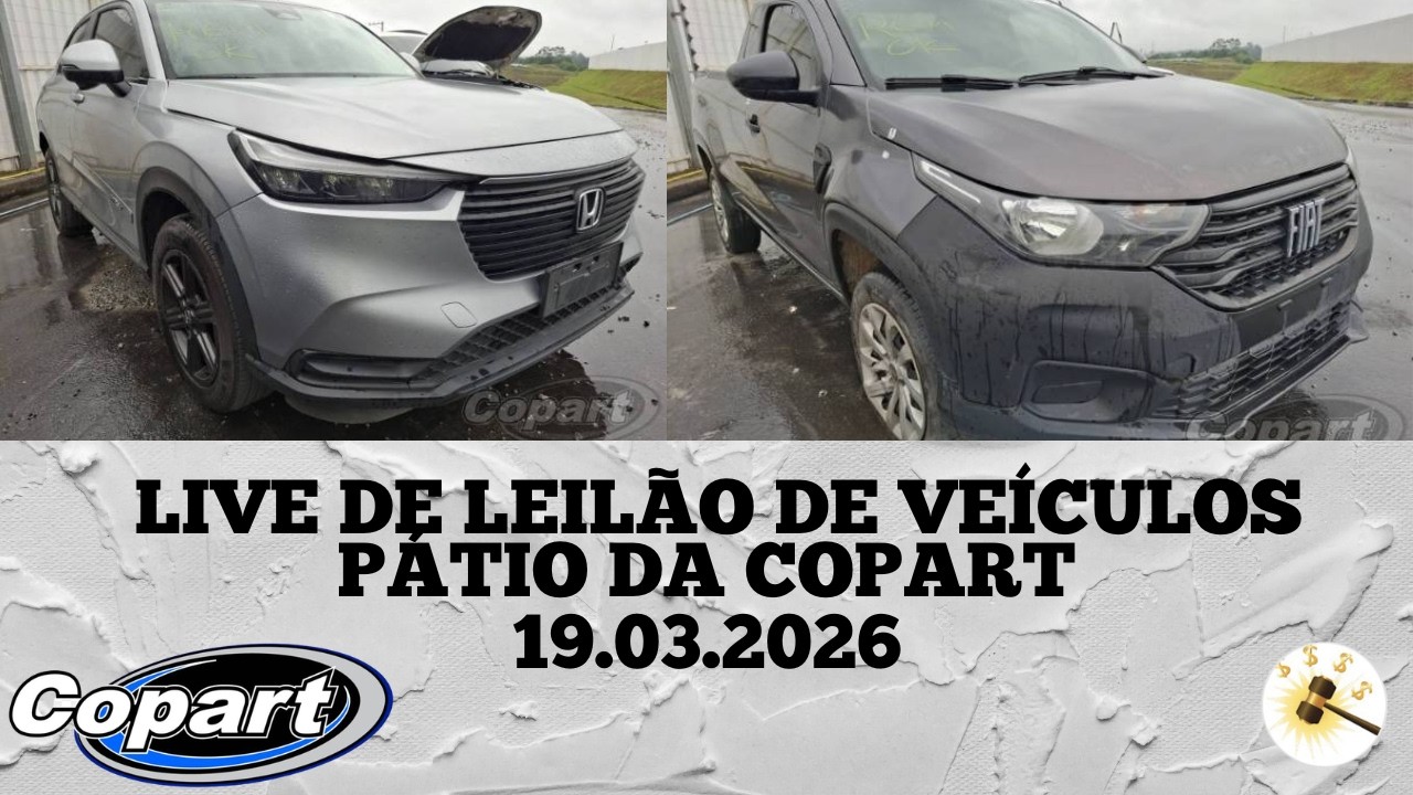 LIVE DE LEILÃO DE VEÍCULOS NO PÁTIO DA COPART 19.03.2026
