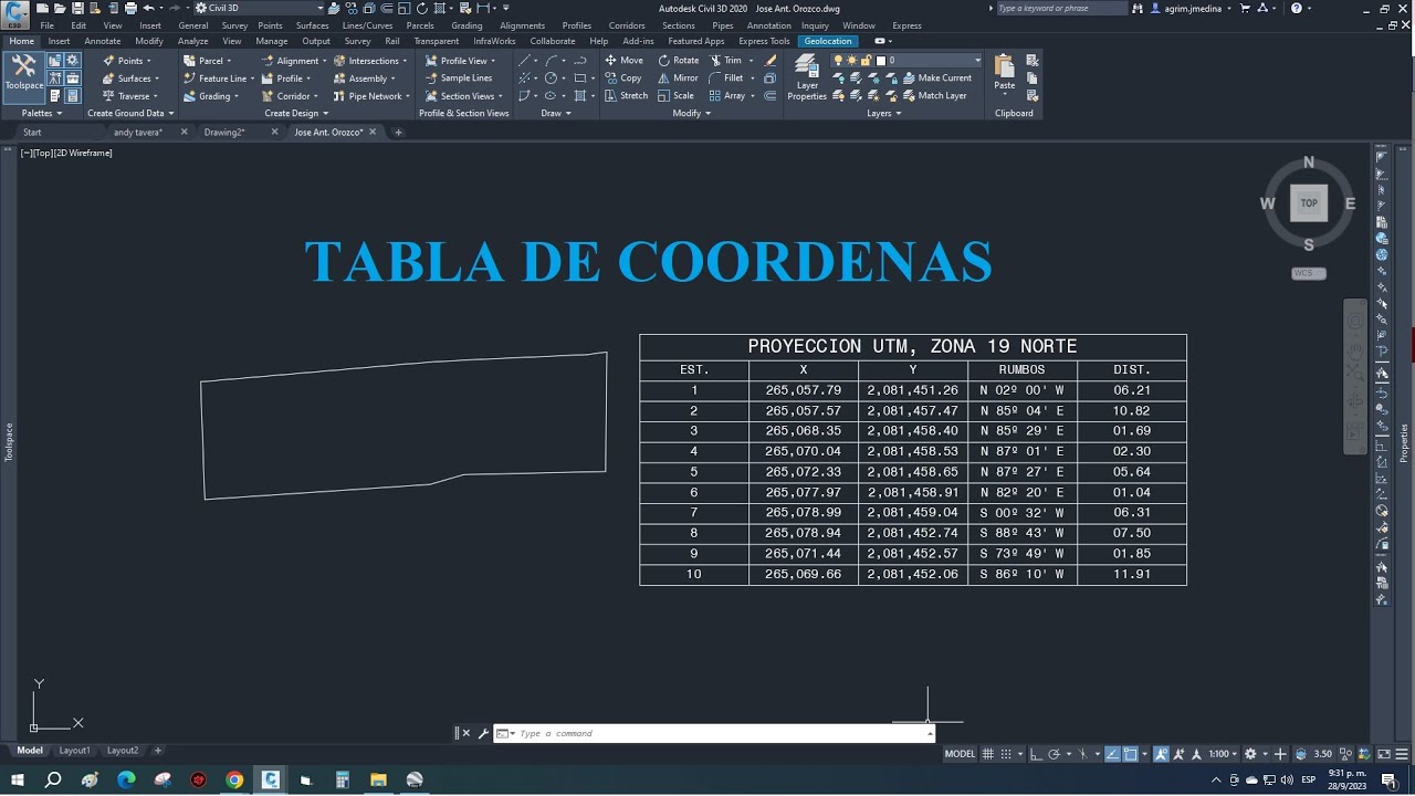 TABLAS DE COORDENADAS