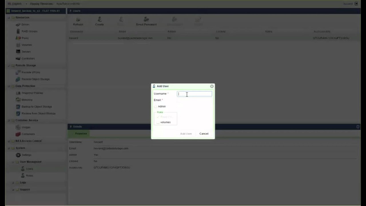 Zadara Storage: Virtual Private Storage Array (VPSA) User Management