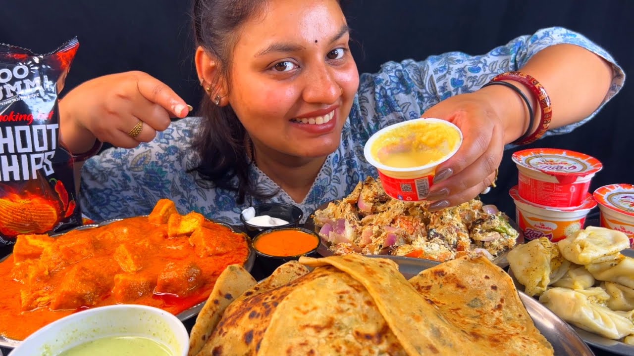 Eating😋 Shahi Paneer,Malai Chaap,Paratha,Paneer Momo,Bhoot Chip,Pepsi Zero,Rabdi ll Foodie Gd ll