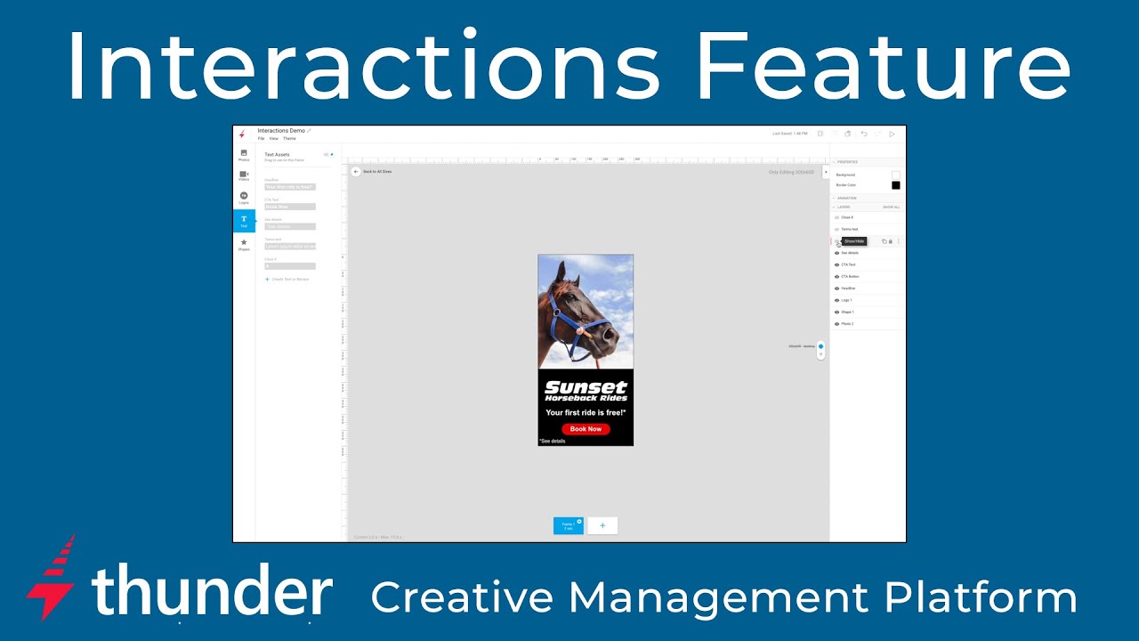 Interactions Feature in the Thunder Creative Management Platform