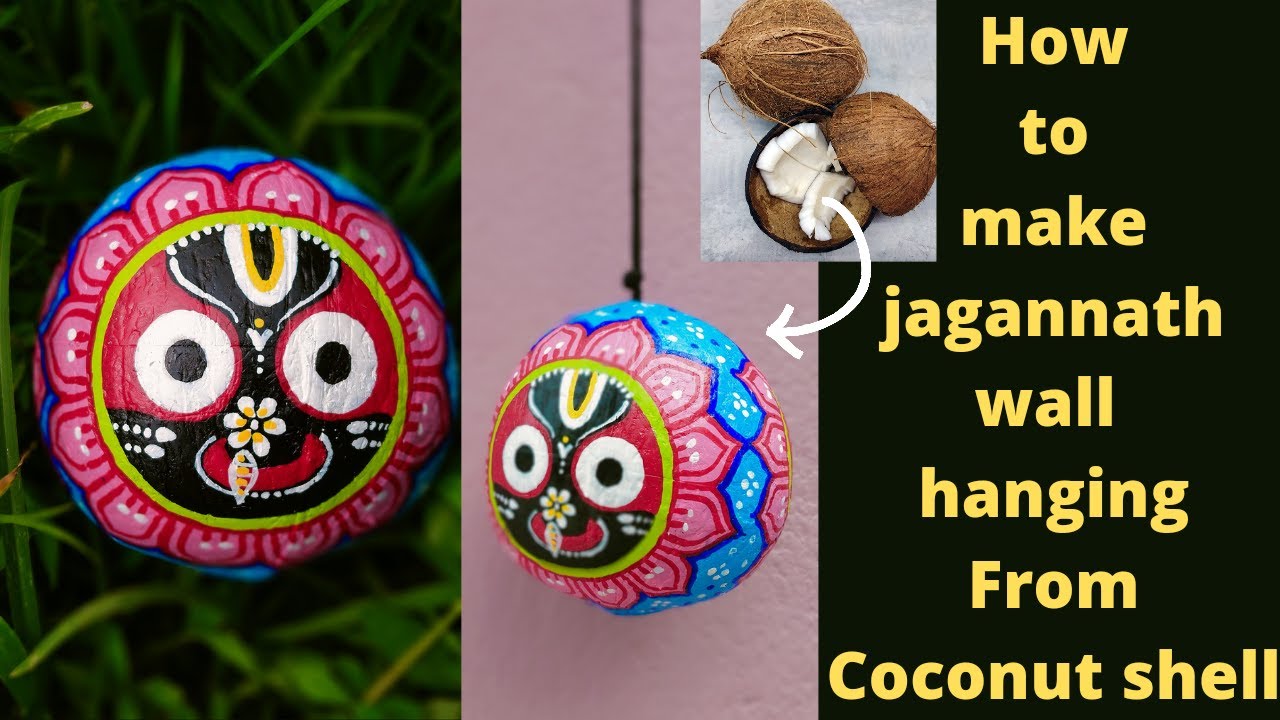 How to Make jagannath Wall hanging From coconut shell 🥥 odisha ratha Yatra special#DIY wall hanging
