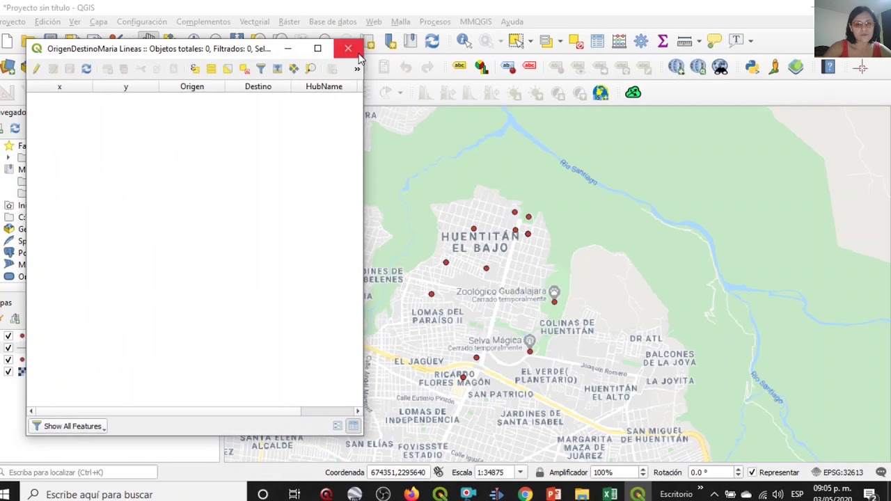 QGIS - MMQGIS HubLines Origen Destino