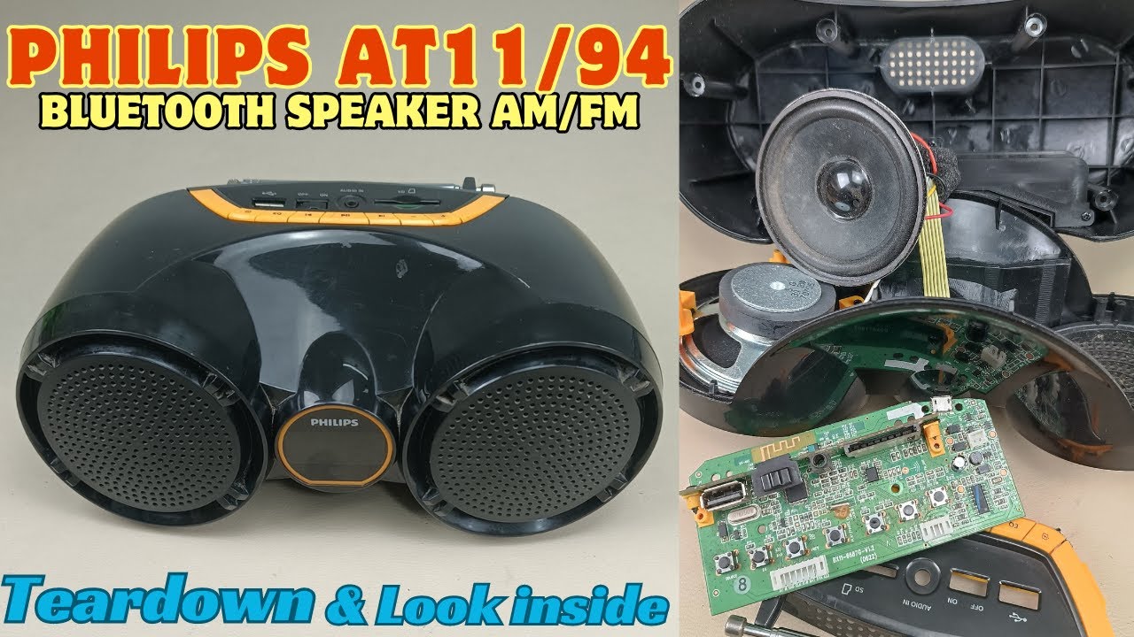 Philips FM/AM Bluetooth speaker disassembly and looking inside