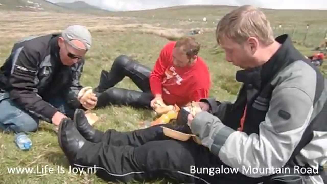 Isle of man TT week Mountain course crash Mad Sunday Purple Helmets Grandstand Bungalow submusic