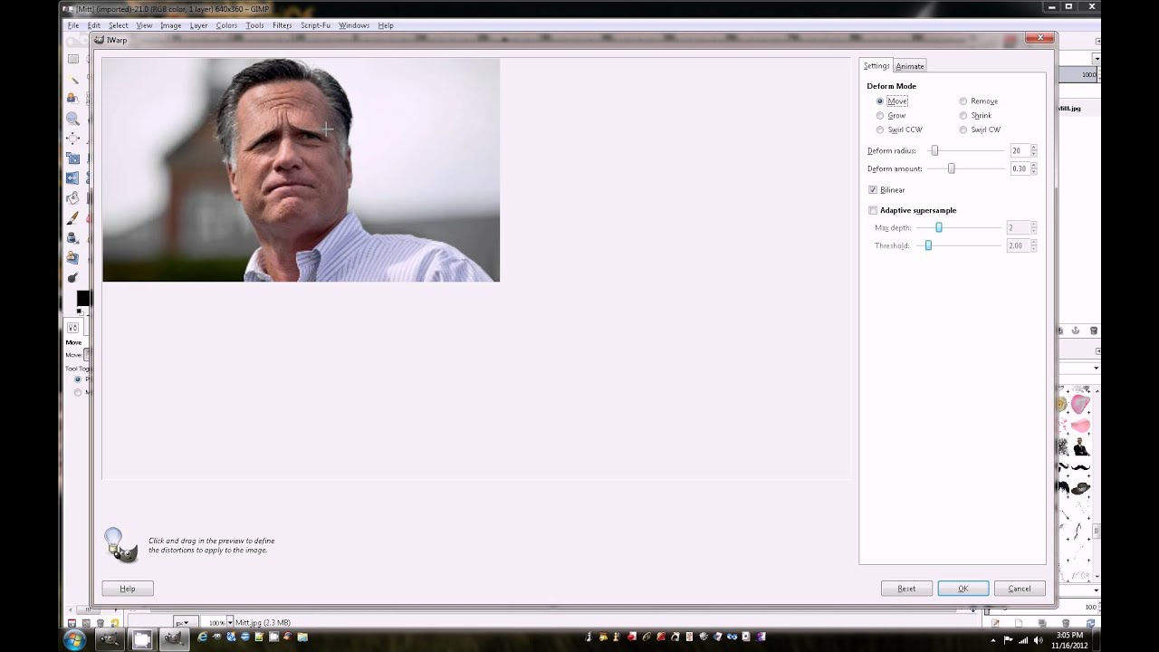 Gimp - IWarp Tool