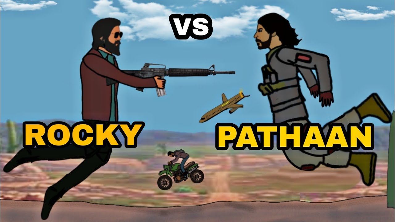 PATHAAN VS ROCKY(KGF) | SRK VS YASH | 2D ANIMATED FIGHT(FUNNY SPOOF)