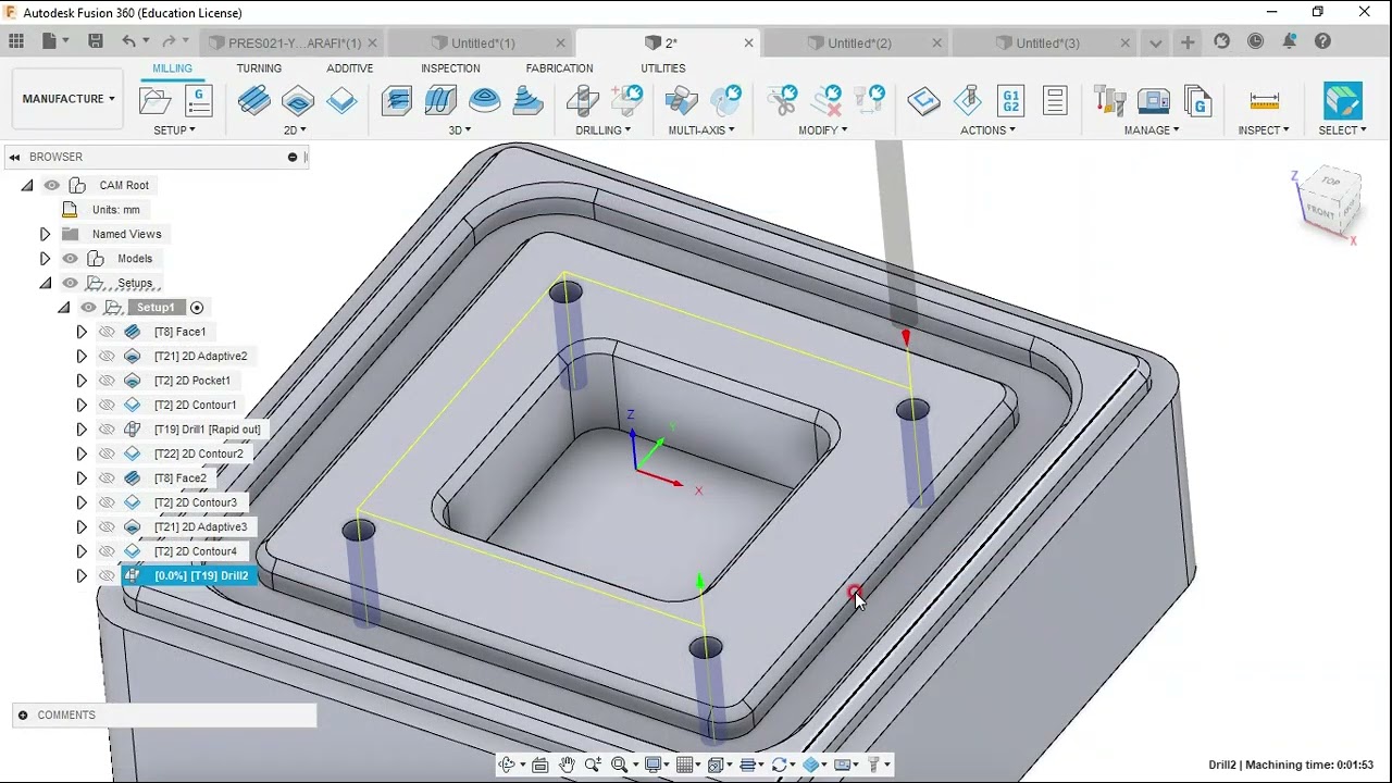 Autodesk Fusion 360 İle 2.5 Eksen &Ouml;rnek (Sefa G&uuml;neş Tarafından Yapılmıştır)
