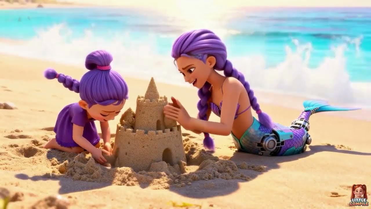 Cute little girl || sad to Happy Transformation Little Girl Buys Robotic Mermaid Tail | 3D Animation