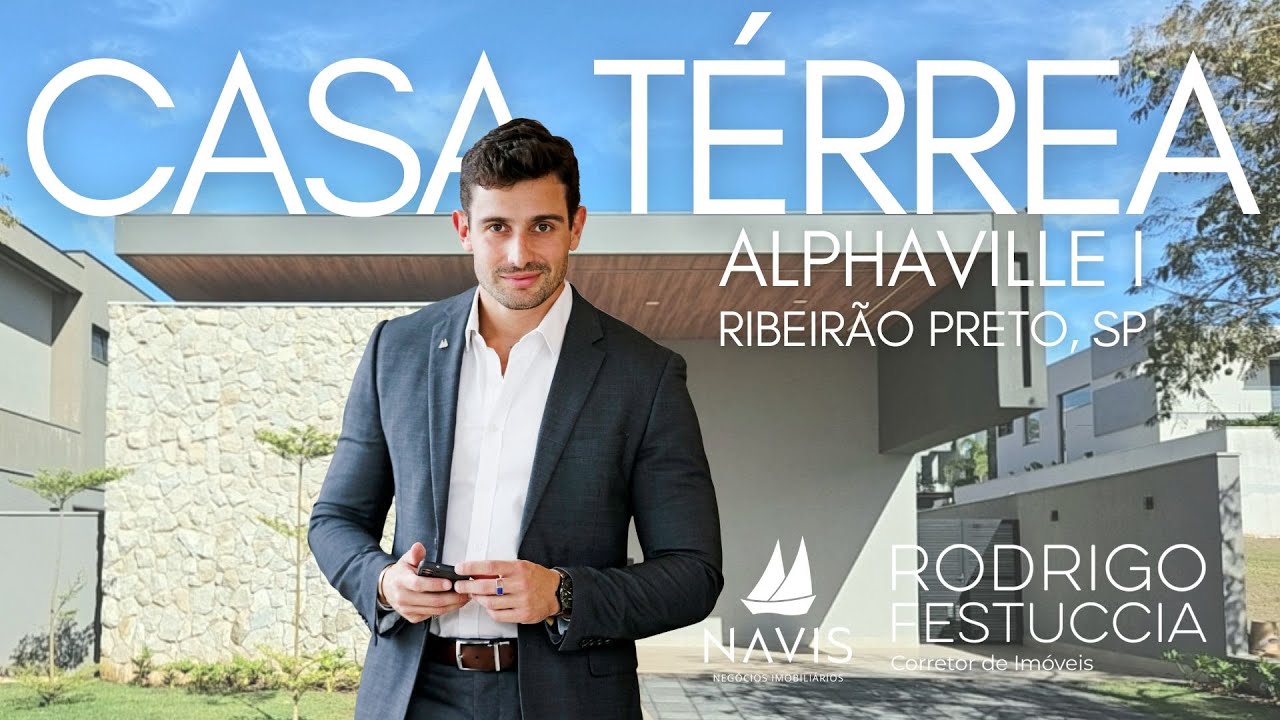 Casa térrea em Alphaville I - Ribeirão Preto, com 4 suítes e acabamento impecável.