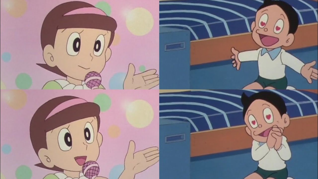 Mitsuo trys to hide that he was watching Sumire's Show #Perman #Pako #Sumire #パーマン