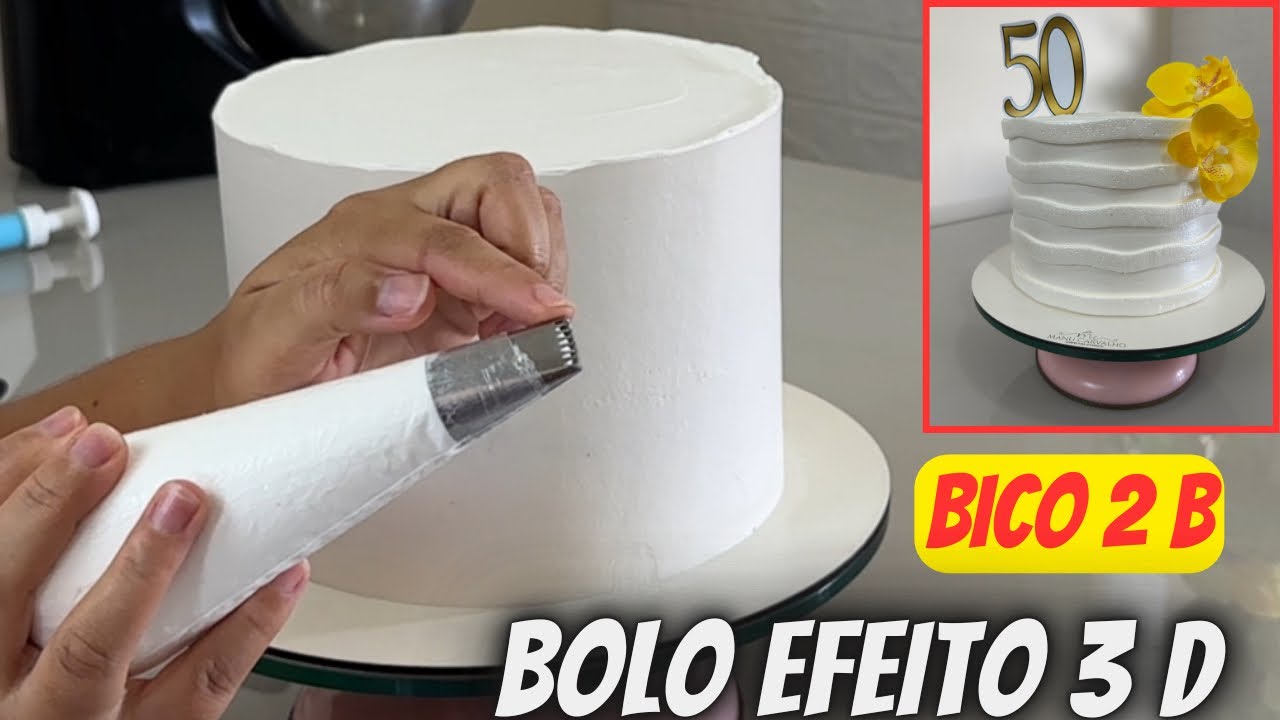 BOLO COM EFEITO 3 D COM TRABALHO DE BICO 2 B SENSACIONAL
