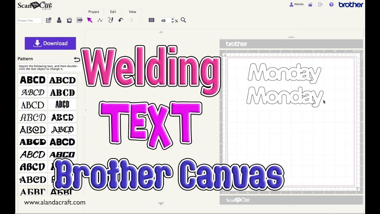 Brother Scan n Cut Tutorial: Welding Text in Canvas