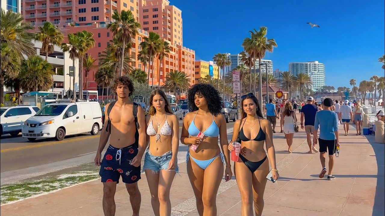 Clearwater Beach Florida 4K City Walking Tour