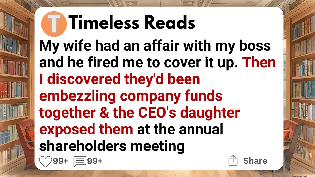 My wife had an affair with my boss and he fired me to cover it up. Then I discovered they'd been....