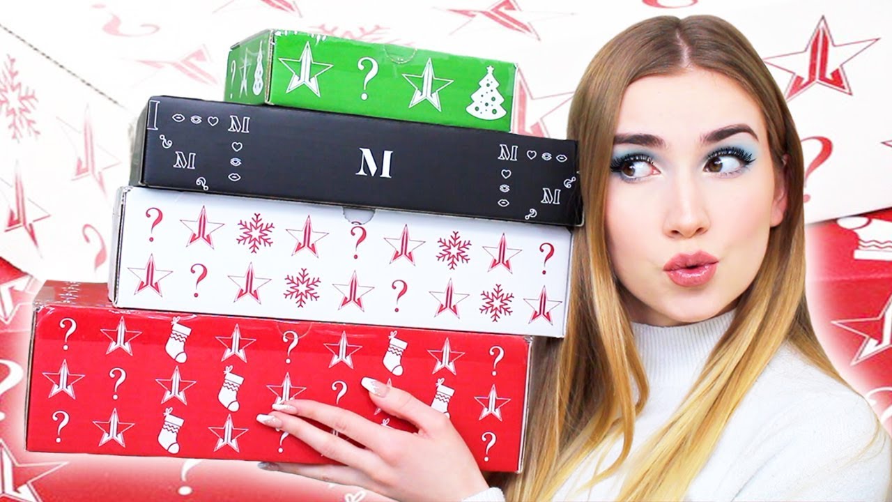 Unboxing Jeffree Star Mystery Boxes!! + doing my makeup w/ what I got !!