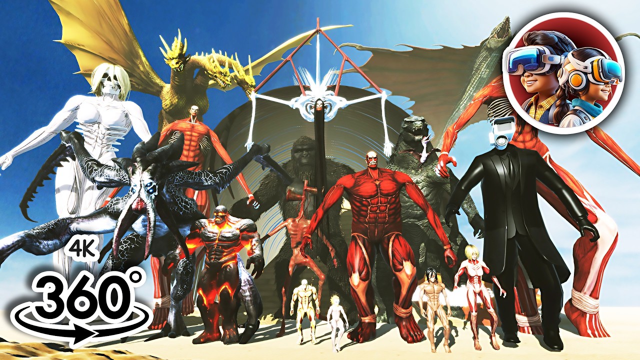 360 All Titan Monsters Size Comparison | 360 video 4k