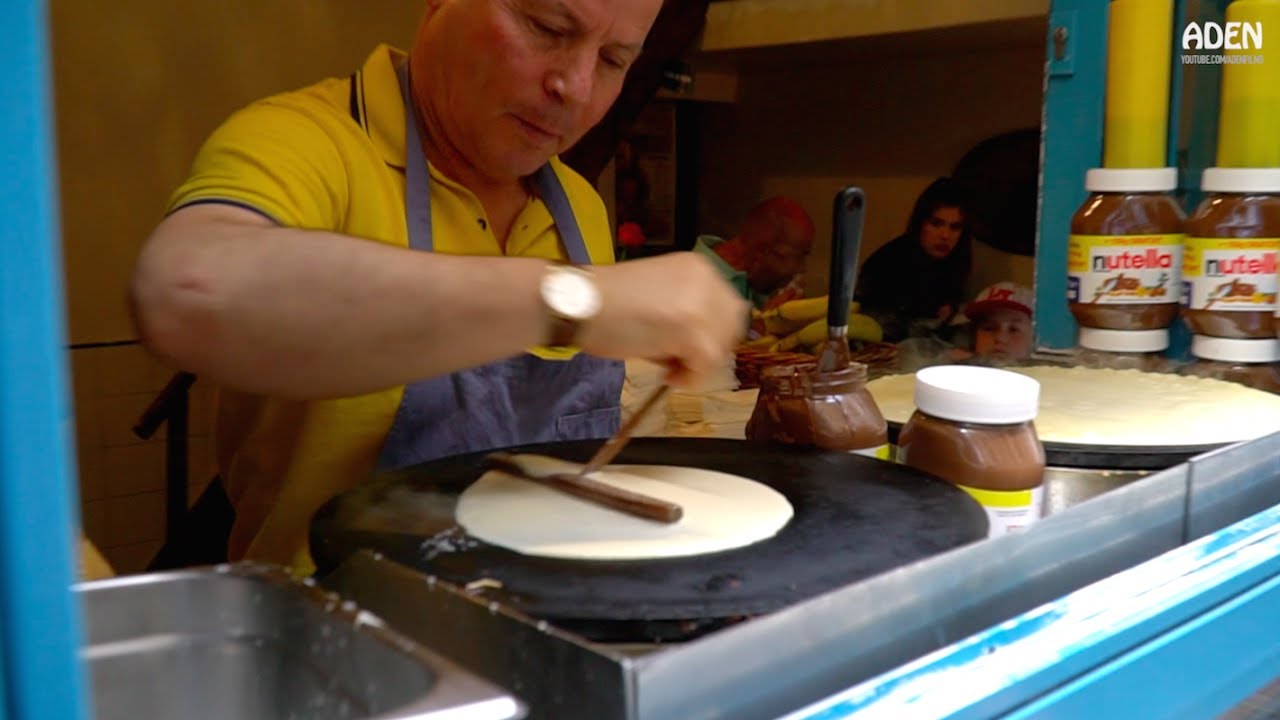 French Street Food in Paris: Banana Nutella Crepes with Almond and Coconut