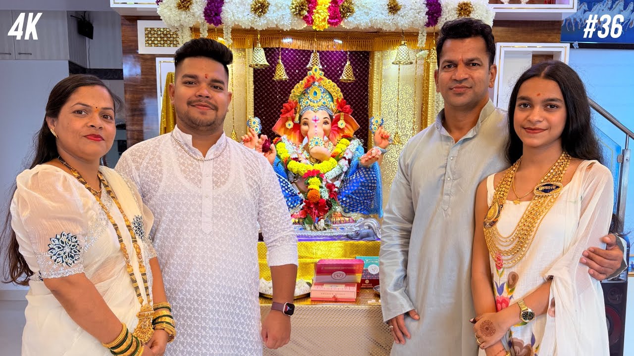 आमच्या घरी आले आपले लाडके गणपती बाप्पा | Ganpati Bappa Morya🙏🏻🌺| 4k | #36 | 
