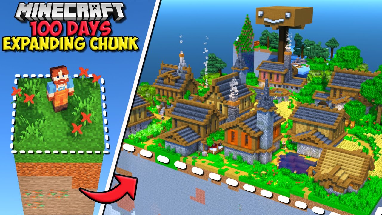 I Survived 100 DAYS on an Expanding Chunk
