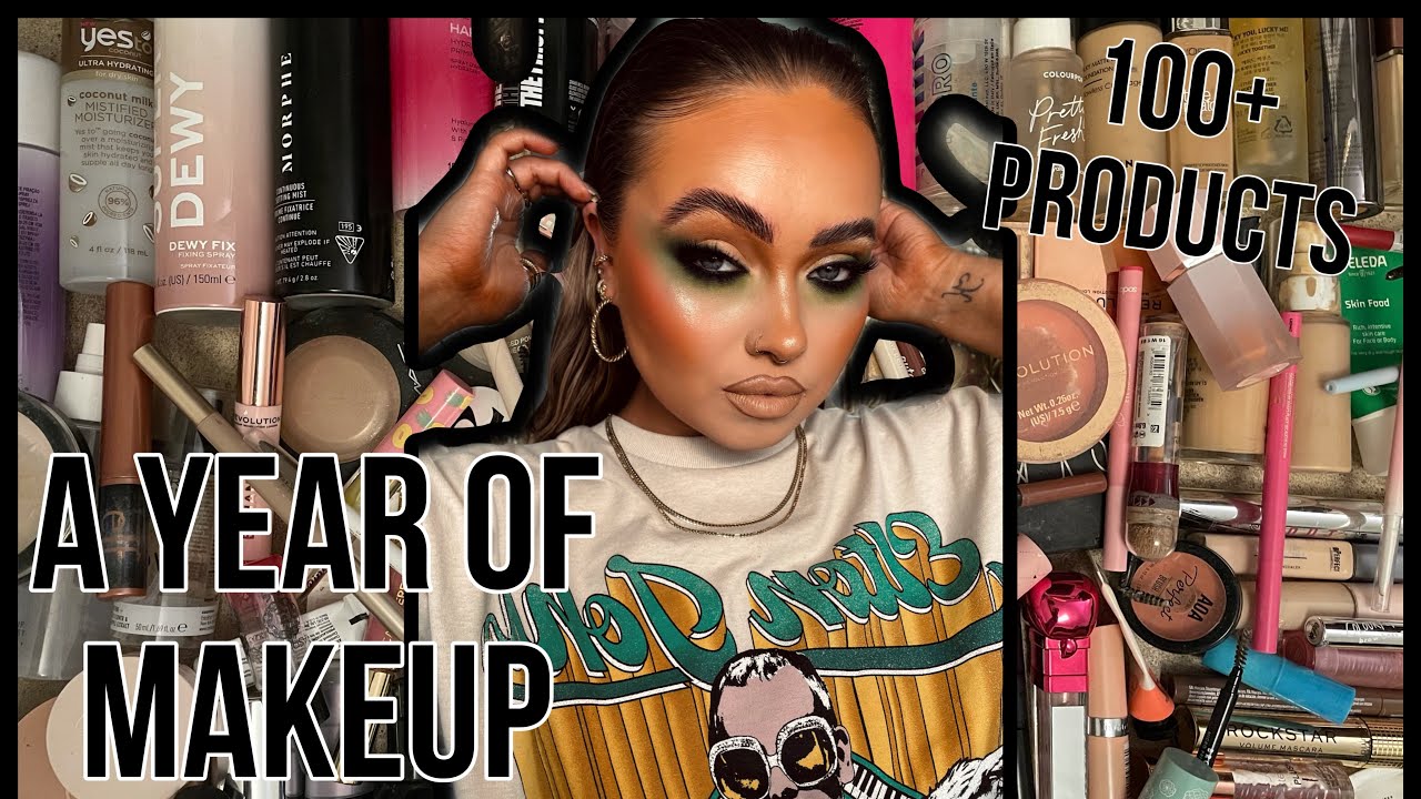 ALL THE MAKEUP I USED UP IN 2022!! YEARLY EMPTIES ✌🏼🖤