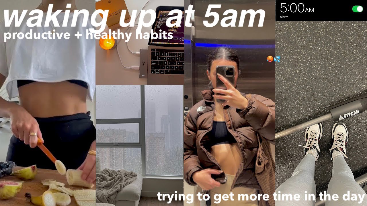 WAKING UP AT 5AM ☁️ productive + healthy habits // becoming a morning person