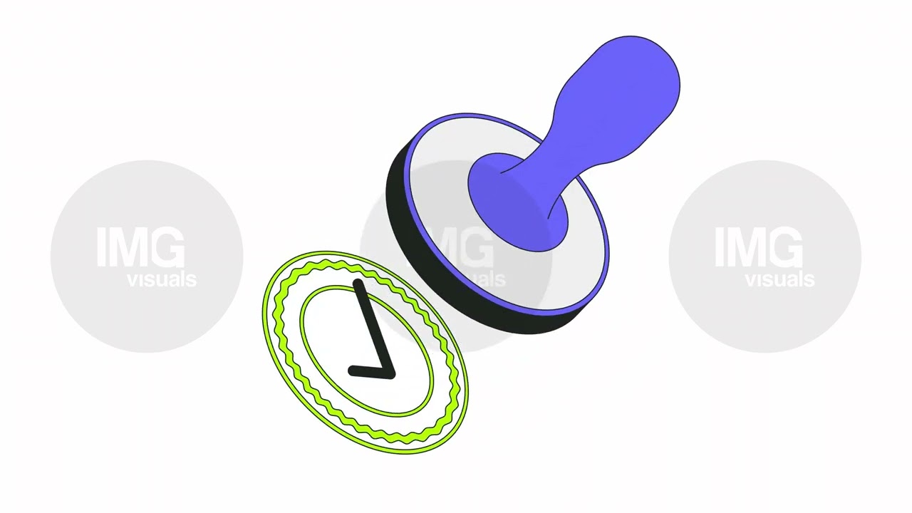 Rubber stamp with approved check mark 2D onboarding ui animation