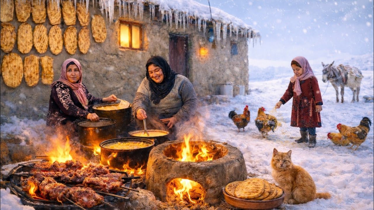Inside the Coldest Ancient Organic Village in Afghanistan | A Family Cooking & Surviving the Snow